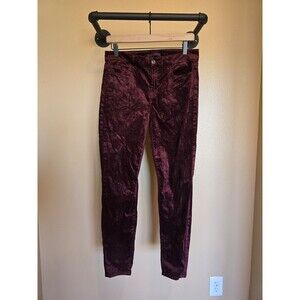 7 For All Mankind Maroon Burgundy Velvet Skinny Jeans  women's size 29
